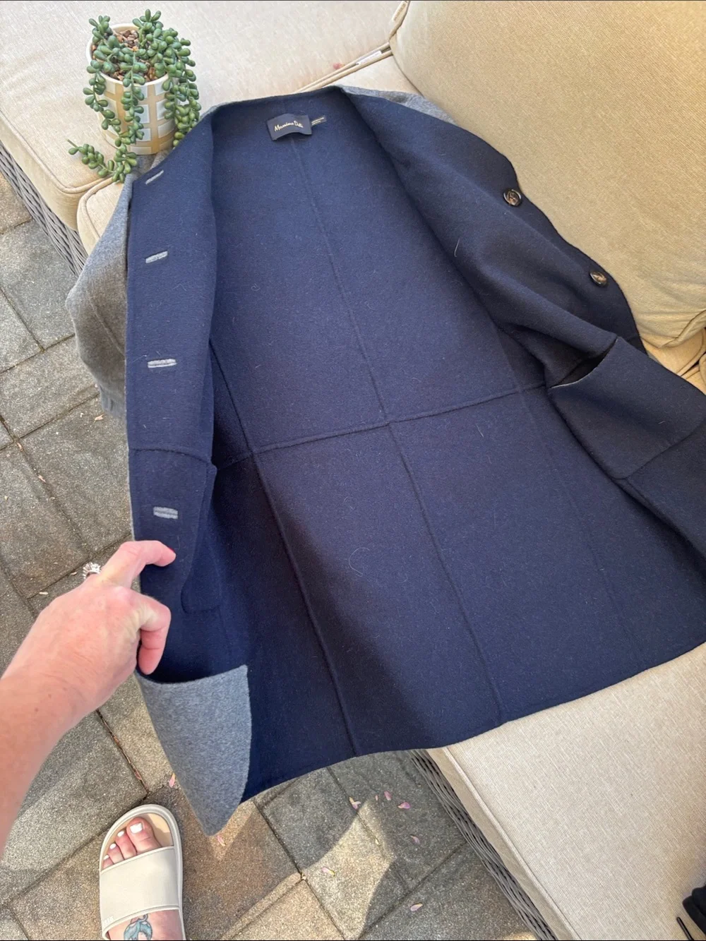 Massimo Dutti Gray Single-Breasted Wool Coat